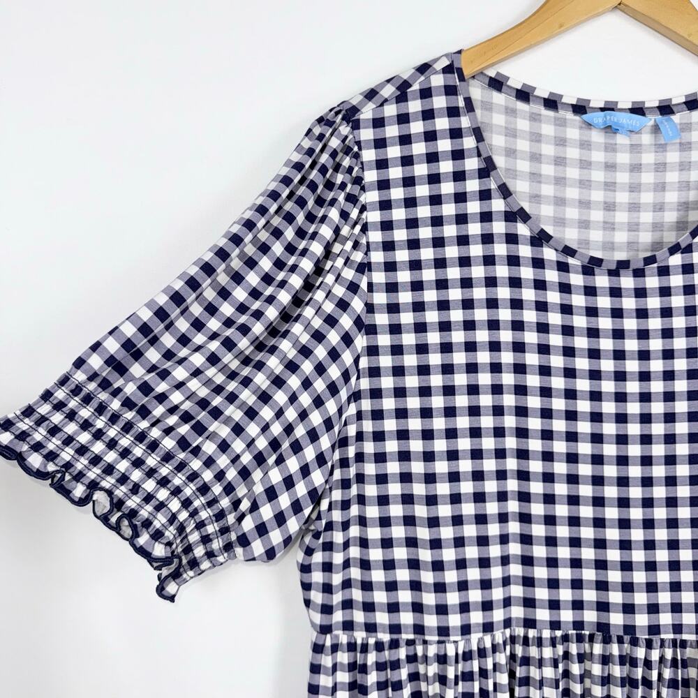 Draper James Women's Gingham Tiered Smocked Dress XL Navy Blue White - Picture 6 of 14